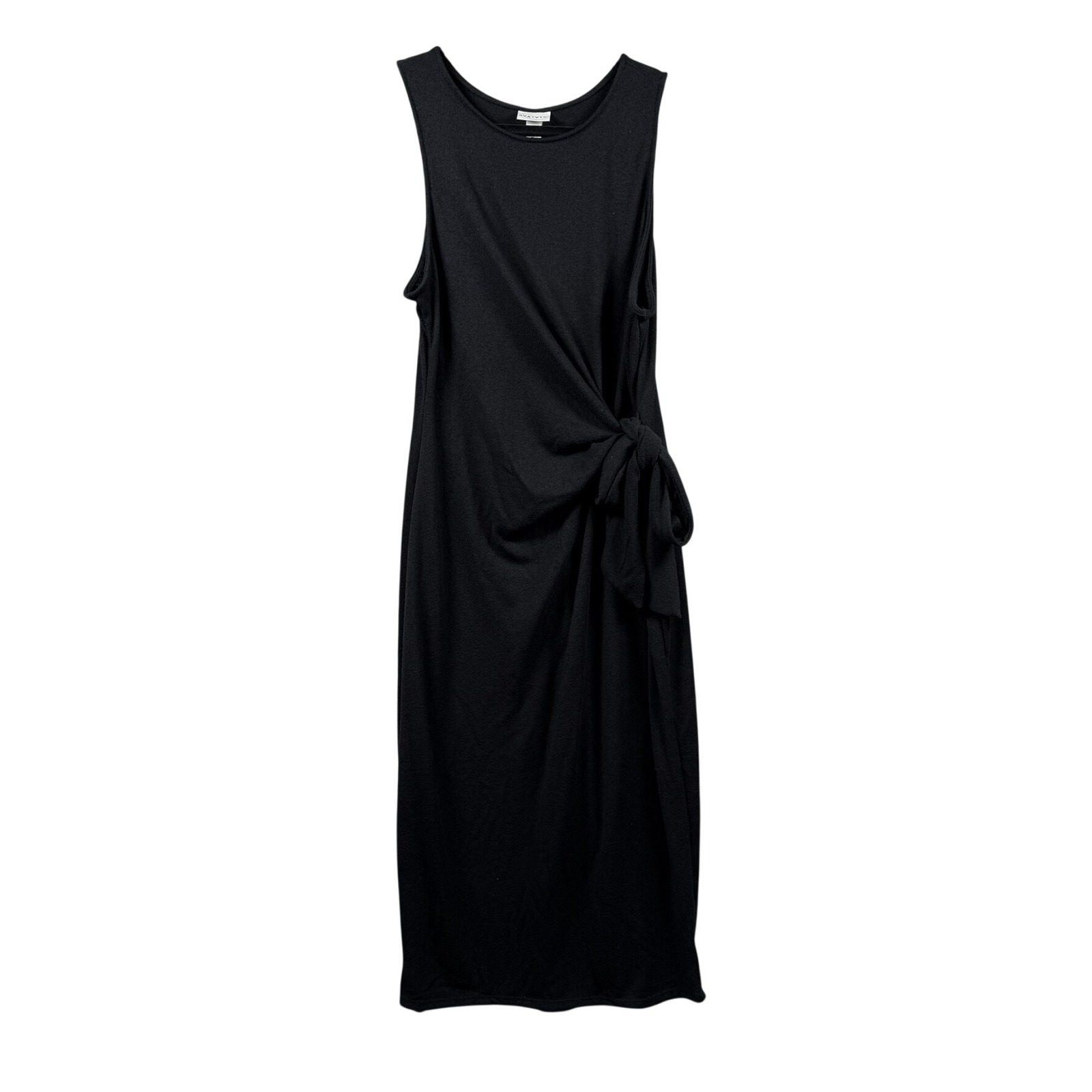 Ava & Viv Womens 1x Dress Black Side Tie Knot Maxi Sleeveless Minimalist Chic